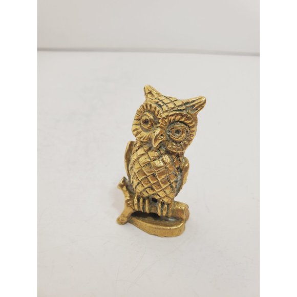 Owl figurine Vintage brass statuette Animal figurine Bronze Owl Lover gi… - Picture 3 of 10